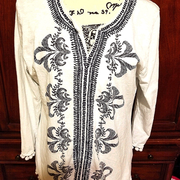 😊Charter Club Cotton Embroidered Top or Swimsuit Cover - Picture 1 of 7